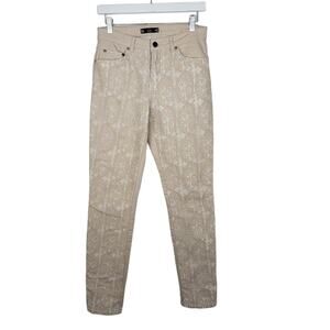 Tru Luxe Cream  Embroidered Layer Straight Leg High Rise Jeans - Size M